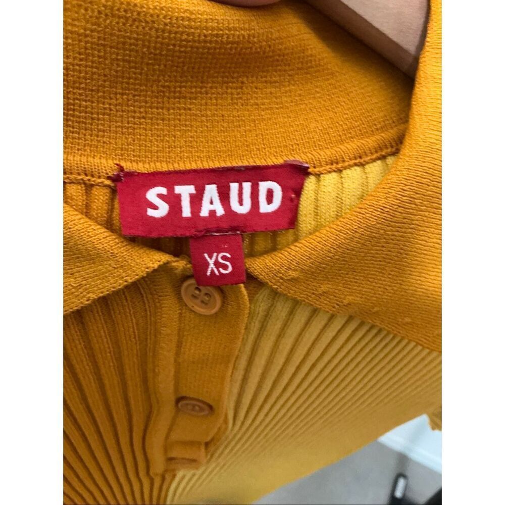 Staud Brice Two Tone Knit Top | Orange and Yellow in XS - Picture 3 of 5
